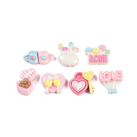 Love Theme Resin Cabochons RESI-H166-22-1