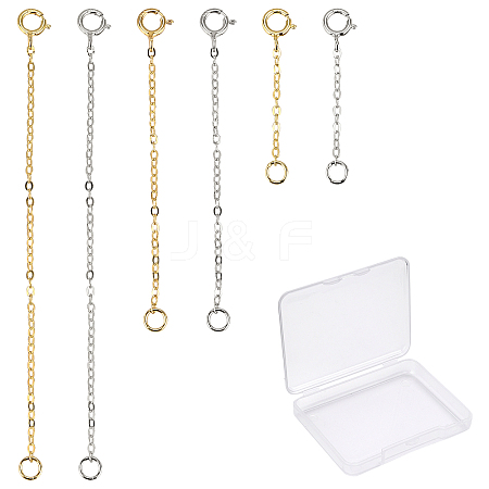 6Pcs 6 Style 925 Sterling Silver Chain Extender FIND-SC0001-62-1