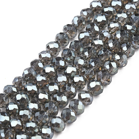 Electroplate Transparent Glass Beads Strands EGLA-J025-F17-01-1