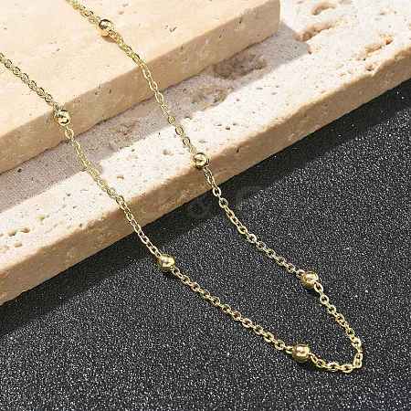 Brass Ball Cable Chain Necklaces for Women NJEW-M051-01G-1