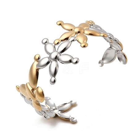 304 Stainless Steel Cuff Bangles for Women BJEW-G757-07GP-1