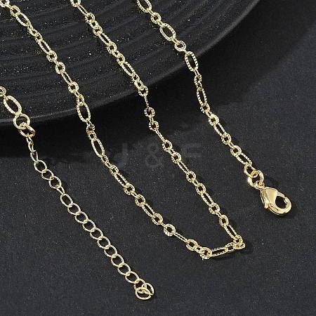 2.7MM Brass Textured Figaro Chain Necklaces for Women KK-CBA2293-16G-1