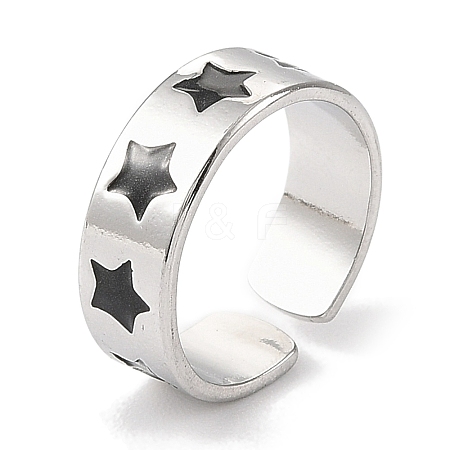 304 Stainless Steel Enamel Open Cuff Rings for Women RJEW-F166-33P-02-1