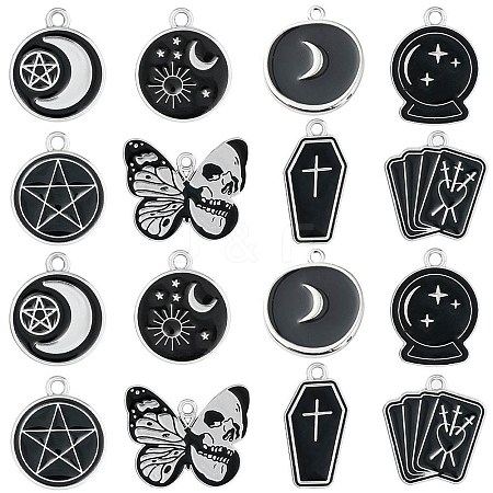 32Pcs 8 Style Alloy Enamel Pendants ENAM-SC0003-91-1