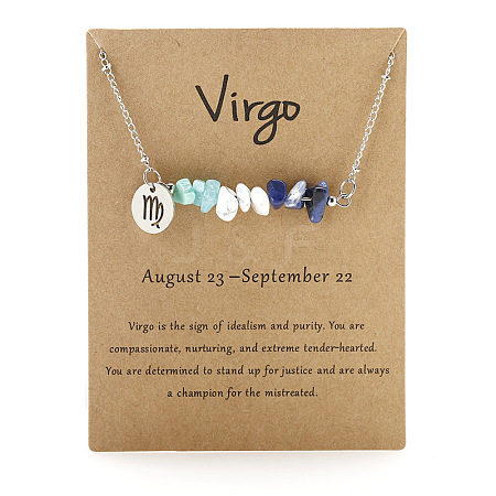 667 Stainless Steel with Natural Amazonite & Natural Howlite & Natural Sodalite Chip Pendant Necklaces FS-WGFED6E-02-1