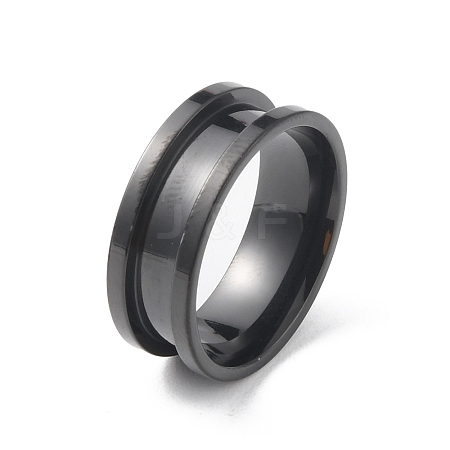 201 Stainless Steel Grooved Finger Ring RJEW-WH0004-32D-EB-1