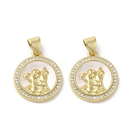 Brass Micro Pave Clear Cubic Zirconia Pendants KK-I708-03A-G-1