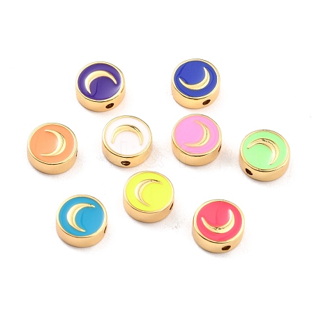 Brass Enamel Beads KK-D068-01G-RS-1