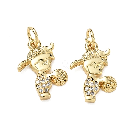 Brass Micro Pave Clear Cubic Zirconia Pendants CU-CBA9AFC-01G-24-1