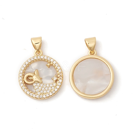 Rack Plating Brass Shell Pendants KK-D087-25G-02-1
