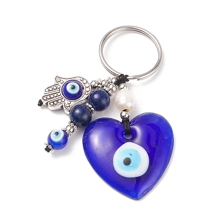 Natural Lapis Lazuli & Freshwater Pearl Bead Keychain KEYC-JKC00365-03-1