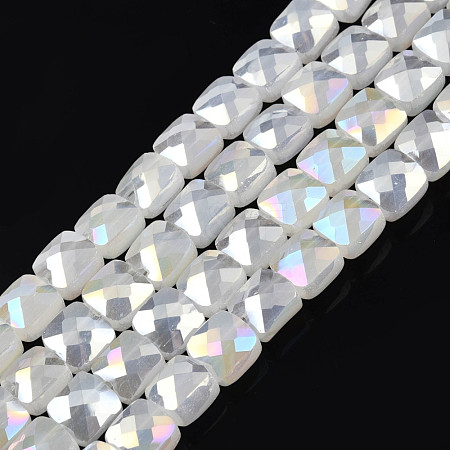 Electroplate Opaque Solid Color Glass Beads Strands EGLA-N002-43-01-1