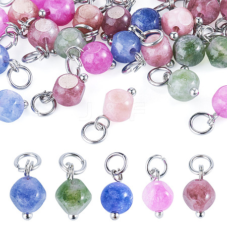 30Pcs Natural Colorful Tourmaline Dice Charms PALLOY-TA00366-1