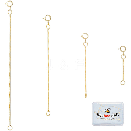 4Pcs 4 Style 925 Sterling Silver Box Chain Extender STER-BBC0007-17G-1