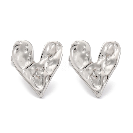 Non-Tarnish Heart 304 Stainless Steel Stud Earrings EJEW-H013-34P-1