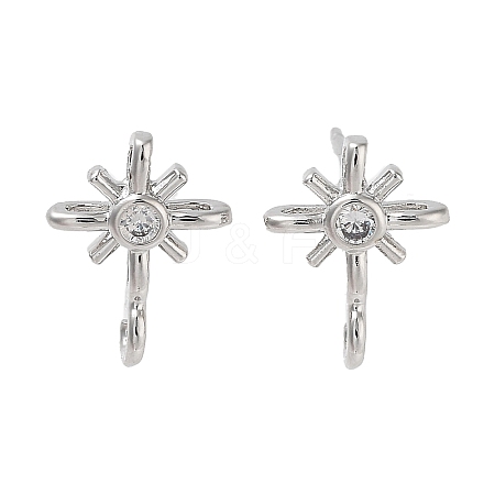 Brass Micro Pave Cubic Zirconia Studs Finding KK-K364-06P-1