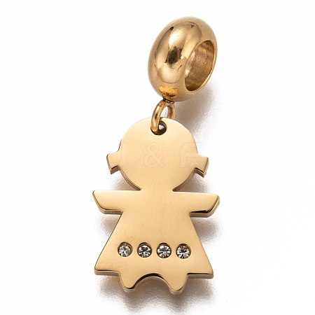 304 Stainless Steel European Dangle Charms STAS-I177-15G-1