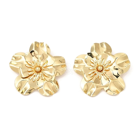Flower Iron Stud Earrings EJEW-L096-003G-1