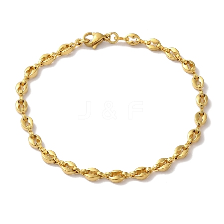Ion Plating(IP) 304 Stainless Steel Coffee Bean Chain Bracelets for Women or Men BJEW-A019-01G-1