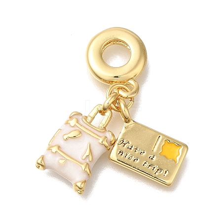 Brass Enamel European Dangle Charms KK-R002-22G-02-1