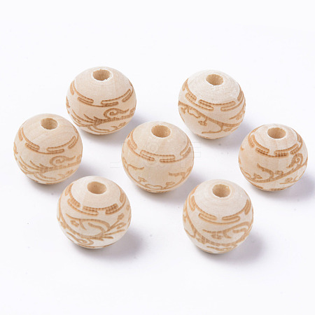 Unfinished Natural Wood European Beads WOOD-S057-009A-1