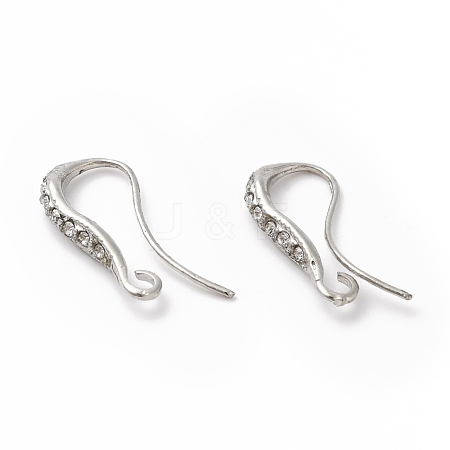 Rack Plating Brass Cubic Zirconia Earring Hooks KK-B057-01-1
