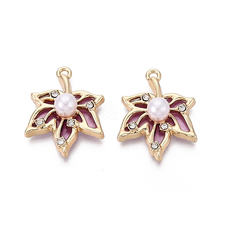 Alloy with ABS Imitation Pearl & Crystal Rhinestone & Acrylic Pendants PALLOY-Q466-04G-04-1