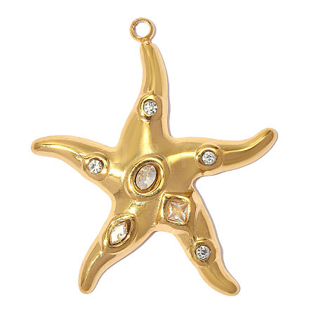304 Stainless Steel with Rhinestone Pendants RB-OY001-60G-01-1