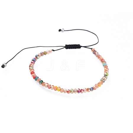 Adjustable Electroplate Glass Braided Bead Bracelets X-BJEW-JB04588-04-1