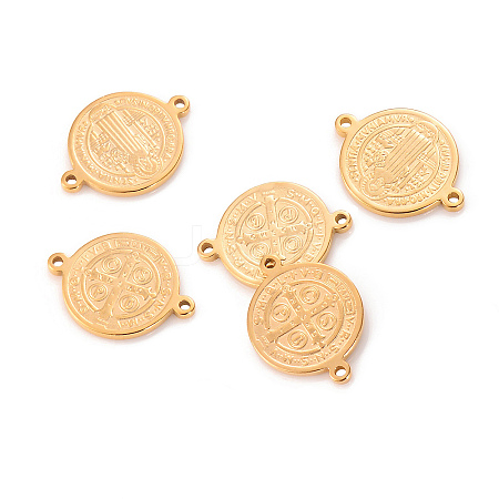 304 Stainless Steel Flat Round Connector Charms PW-WGBC551-04-1