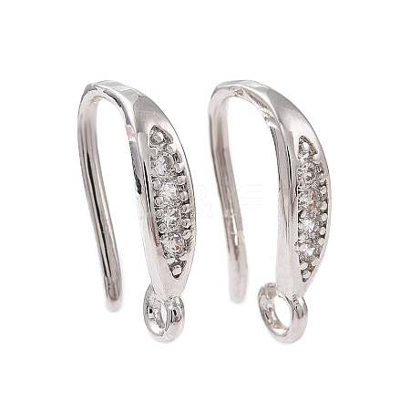 Brass Micro Pave Clear Cubic Zirconia Ear Hooks X-ZIRC-P100-05P-1