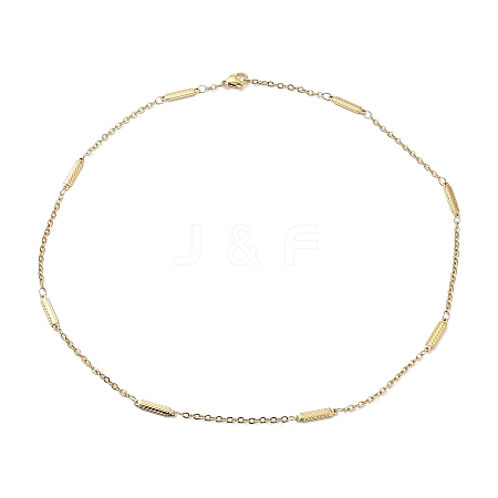 Ion Plating(IP) 304 Stainless Steel Rectangle Link Chain Necklace X-NJEW-K249-04G-1