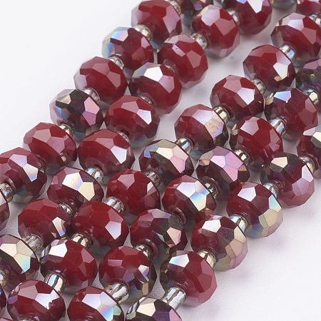 Electroplate Opaque Glass Beads Strands EGLA-J146-HR8mm-A01-1