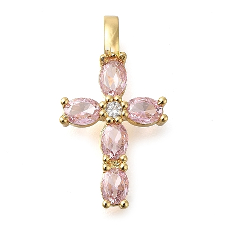 Brass Pave Clear Cubic Zirconia Pendants KK-M101-01G-02-1