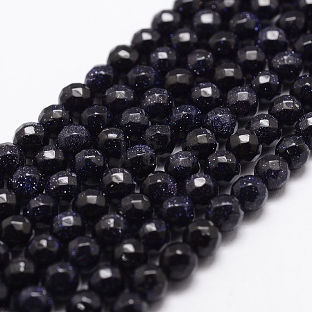Synthetic Blue Goldstone Beads Strands X-G-D840-14-4mm-1