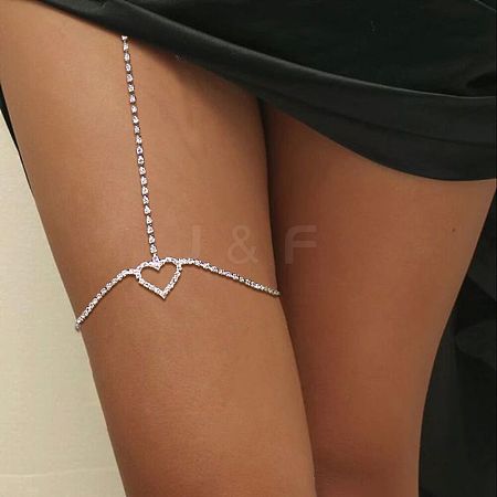 Heart Alloy Crystal Rhinestone Claw Leg Chain Bikini Waist Chain for Women WG14231-01-1