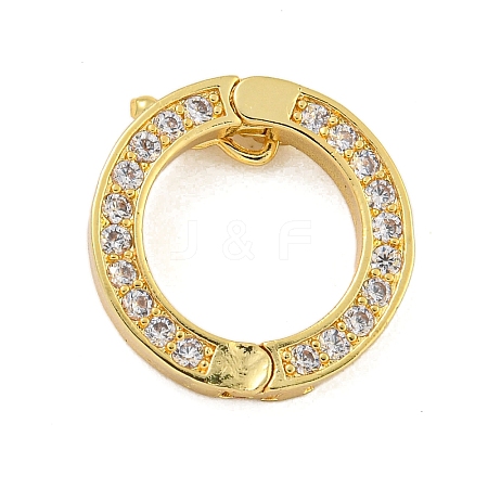 Rack Plating Brass Micro Pave Clear Cubic Zirconia Twister Clasps KK-F876-06G-02-1