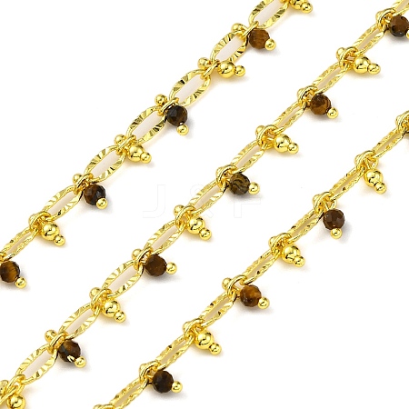 Handmade Faceted Natural Tiger Eye Beaded Chains CHC-L050-01G-15-1