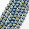 Electroplated Natural Agate Bead Strands G-K168-6mm-L2-01-1