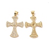 Cross Brass Micro Pave Clear Cubic Zirconia Pendants KK-G435-36G-1