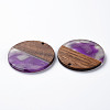 Transparent Resin & Walnut Wood Pendants RESI-T035-35-3