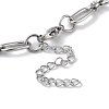 304 Stainless Steel Oval & Ring Link Chain Necklaces for Women NJEW-D056-02P-3