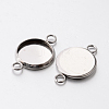 Tarnish Resistant Flat Round 304 Stainless Steel Cabochon Connector Settings STAS-E079-02A-1