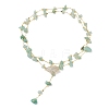 Natural Green Aventurine Chip Handmade Link Chain Necklaces NJEW-JN05811-02-6