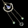 Glass Suncatcher with Brass Cable Chains & Links HJEW-JM04989-2