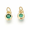 Brass with Single Cubic Zirconia Charms ZIRC-F095-03G-02-2