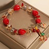 Teardrop & Fortune Cat Alloy Glass Charm Bracelets FS-WG2F667-01-4