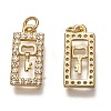 Brass Micro Pave Clear Cubic Zirconia Charms ZIRC-B002-05G-2