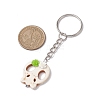 Skull Synthetic Turquoise & Flower Resin Keychain KEYC-JKC00844-3