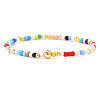 Bohemian Style Round Brass and Glass Seed Beaded Stretch Bracelets BU0757-3-1